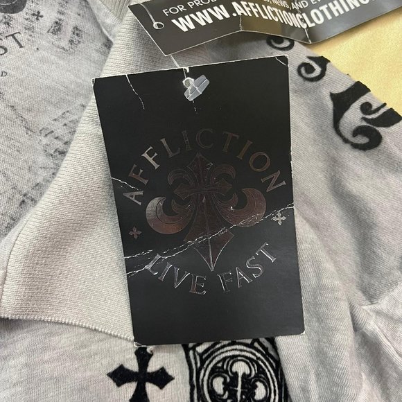 NWT AFFLICTION DAMAGE HOLE Polo T-shirt - Picture 4 of 7